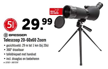 Promoties Bresser telescoop 20-60x60 zoom - Bresser - Geldig van 16/12/2019 tot 21/12/2019 bij Lidl
