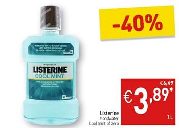 Promoties Listerine mondwater cool mint of zero - Listerine - Geldig van 10/12/2019 tot 15/12/2019 bij Intermarche