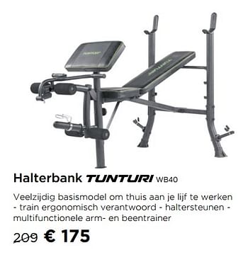 Promoties Tunturi halterbank wb40 - Tunturi - Geldig van 29/11/2019 tot 31/12/2019 bij Molecule