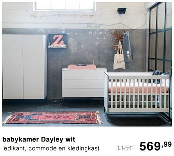 Promoties Babykamer dayley wit ledikant, commode en kledingkast - Huismerk - Baby & Tiener Megastore - Geldig van 08/12/2019 tot 14/12/2019 bij Baby & Tiener Megastore