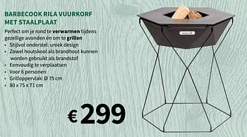 Promoties Barbecook rila vuurkorf met staalplaat - Barbecook - Geldig van 04/12/2019 tot 15/12/2019 bij Horta