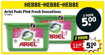 Promoties Ariel pods pink fresh sensations - Ariel - Geldig van 09/12/2019 tot 15/12/2019 bij Kruidvat
