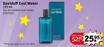 Promoties Davidoff cool water eau de toilette voor heren - Davidoff - Geldig van 09/12/2019 tot 15/12/2019 bij Kruidvat