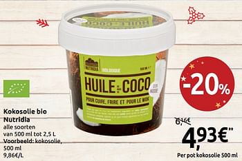 Promoties Kokosolie bio nutridia - Nutridia - Geldig van 11/12/2019 tot 16/12/2019 bij Carrefour