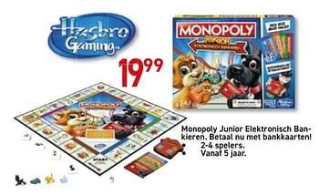 Promoties Monopoly junior elektronisch bankieren - Hasbro - Geldig van 10/12/2019 tot 31/12/2019 bij Vavantas