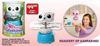 Promoties Owleez, vliegende baby uil interactief speelgoed met licht en geluid wit of roos - Owleez - Geldig van 10/12/2019 tot 31/12/2019 bij Vavantas