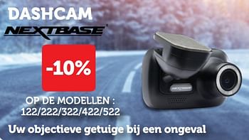 Promoties Dashcam nextbase -10% - Nextbase - Geldig van 10/12/2019 tot 07/01/2020 bij Auto 5