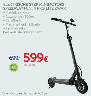 Promoties Elektrische step minimotors speedway mini 4 pro lite zwart - Speed Way - Geldig van 10/12/2019 tot 07/01/2020 bij Auto 5