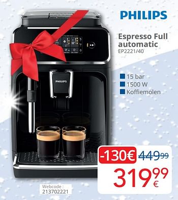 Promoties Espresso full automatic ep2221-40 - Philips - Geldig van 09/12/2019 tot 02/01/2020 bij Eldi