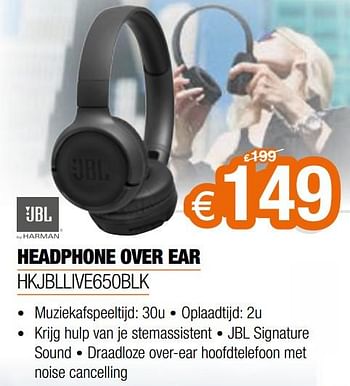 Promoties Jbl headphone over ear hkjbllive650blk - JBL - Geldig van 09/12/2019 tot 31/12/2019 bij Expert