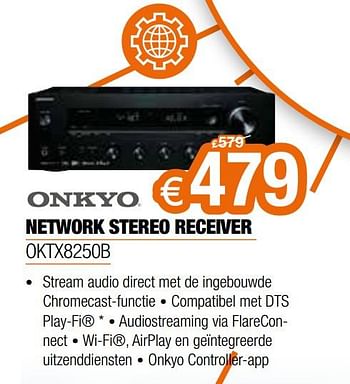 Promoties Onkyo network stereo receiver oktx8250b - Onkyo - Geldig van 09/12/2019 tot 31/12/2019 bij Expert