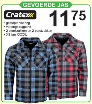 Promoties Gevoerde jas - Cratex - Geldig van 16/12/2019 tot 04/01/2020 bij Van Cranenbroek