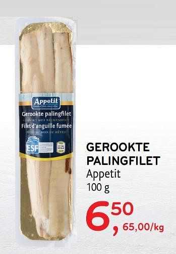 Promoties Gerookte palingfilet appetit - Appetit - Geldig van 18/12/2019 tot 31/12/2019 bij Alvo