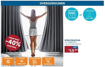 Promotions Overgordijnen effen structuur - Produit maison - Zelfbouwmarkt - Valide de 27/12/2019 à 27/01/2020 chez Zelfbouwmarkt