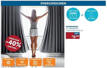 Promotions Overgordijnen transparant - Produit maison - Zelfbouwmarkt - Valide de 27/12/2019 à 27/01/2020 chez Zelfbouwmarkt
