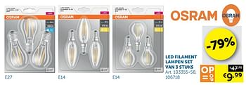 Promotions Led filament lampen set van 3 stuks - Osram - Valide de 27/12/2019 à 27/01/2020 chez Zelfbouwmarkt