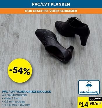 Promoties Pvc - lvt vloer grijze eik click - Huismerk - Zelfbouwmarkt - Geldig van 27/12/2019 tot 27/01/2020 bij Zelfbouwmarkt