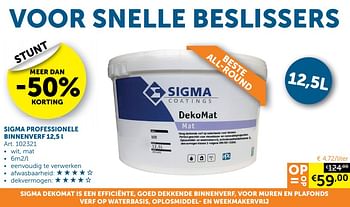 Promotions Sigma professionele binnenverf - Sigma - Valide de 27/12/2019 à 27/01/2020 chez Zelfbouwmarkt