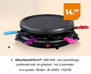 Promoties Blokker grill-raclette bl-26205 - Huismerk - Blokker - Geldig van 16/12/2019 tot 29/12/2019 bij Blokker
