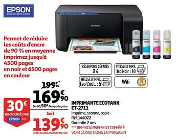 Epson Epson imprimante ecotank et-2711 - En promotion chez Auchan Ronq
