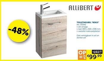 Promoties Toiletmeubel renji - Allibert - Geldig van 27/12/2019 tot 27/01/2020 bij Zelfbouwmarkt