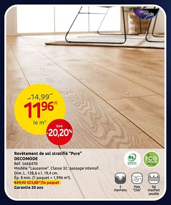 Promotions Revêtement de sol stratifié pure decomode - DecoMode - Valide de 02/01/2020 à 27/01/2020 chez Brico