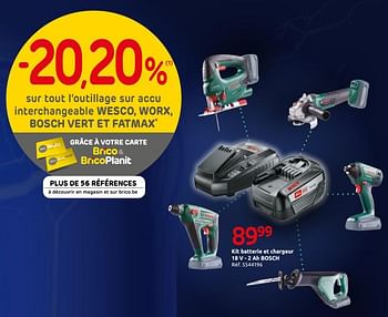 Promotions Kit batterie et chargeur 18 v - 2 ah bosch - Bosch - Valide de 02/01/2020 à 27/01/2020 chez Brico