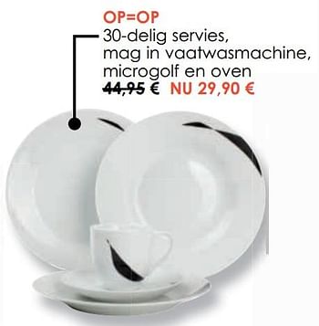 Promoties 30-delig servies, mag in vaatwasmachine, microgolf en oven - Huismerk - Krea - Colifac - Geldig van 03/01/2020 tot 31/01/2020 bij Krea-Colifac