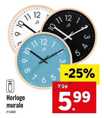Ministerie Plons Blauw Huismerk - Lidl Horloge murale - Promotie bij Lidl