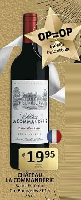 Promoties Château la commanderie - Rode wijnen - Geldig van 20/12/2019 tot 02/01/2020 bij BelBev