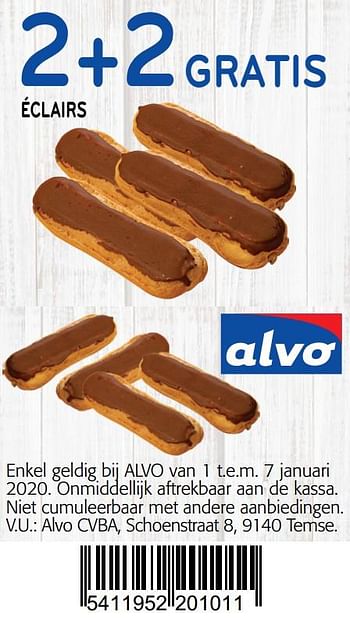 Promoties 2+2 gratis éclairs - Huismerk - Alvo - Geldig van 01/01/2020 tot 14/01/2020 bij Alvo