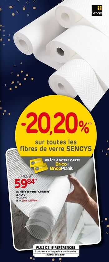 Promotions Fibre de verre chevrons sencys - Produit maison - BricoPlanit - Valide de 02/01/2020 à 27/01/2020 chez BricoPlanit