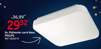 Promotions Plafonnier carré blanc philips - Produit maison - BricoPlanit - Valide de 02/01/2020 à 27/01/2020 chez BricoPlanit