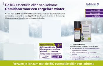 Promoties Bio essentiële olie cinnamomum camphora ct cineol - Ladrome - Geldig van 03/01/2020 tot 31/01/2020 bij Mannavita