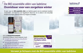 Promoties Bio essentiële olie eucalyptus radiata - Ladrome - Geldig van 03/01/2020 tot 31/01/2020 bij Mannavita