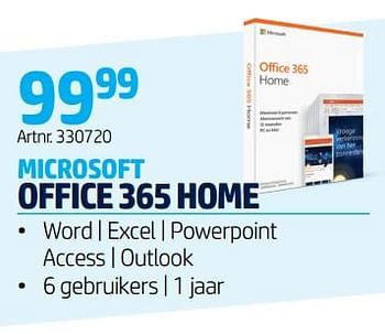 Promoties Microsoft office 365 home - Microsoft - Geldig van 09/12/2019 tot 12/01/2020 bij Elektro Van Assche