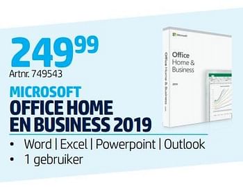 Promoties Microsoft office home en business 2019 - Microsoft - Geldig van 09/12/2019 tot 12/01/2020 bij Elektro Van Assche