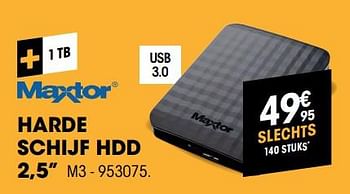 Promotions Maxtor harde schijf hdd 2,5 m3 - Maxtor - Valide de 03/01/2020 à 31/01/2020 chez Electro Depot
