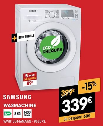 Promoties Samsung wasmachine ww81j5446ma-en - Samsung - Geldig van 03/01/2020 tot 31/01/2020 bij Electro Depot