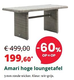 Promoties Amari hoge loungetafel - Bristol - Geldig van 03/01/2020 tot 31/01/2020 bij Overstock