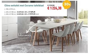 Promoties Clino eettafel met ceramo tafelblad - Bristol - Geldig van 03/01/2020 tot 31/01/2020 bij Overstock