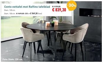 Promoties Conto eettafel met raffino tafelblad - Bristol - Geldig van 03/01/2020 tot 31/01/2020 bij Overstock