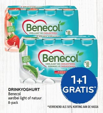 Promoties 1+1 gratis drinkyoghurt benecol aardbei light of natuur - Benecol - Geldig van 15/01/2020 tot 28/01/2020 bij Alvo
