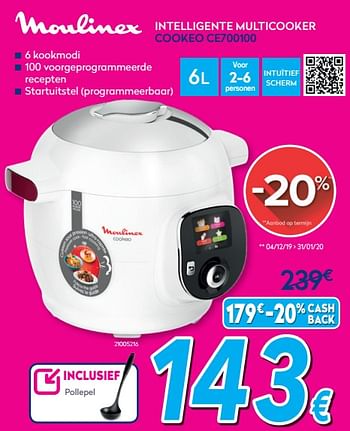 Promoties Moulinex intelligente multicooker cookeo ce700100 - Moulinex - Geldig van 03/01/2020 tot 31/01/2020 bij Krefel