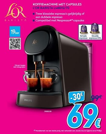 Promoties Philips koffiemachine met capsules l`or barista lm8012-70 - Philips - Geldig van 03/01/2020 tot 31/01/2020 bij Krefel