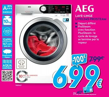 Promotions Aeg lave-linge l7fec04s prosteam - AEG - Valide de 03/01/2020 à 31/01/2020 chez Krefel