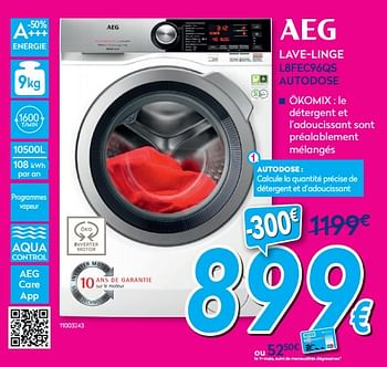 Promotions Aeg lave-linge l8fec96qs autodose - AEG - Valide de 03/01/2020 à 31/01/2020 chez Krefel