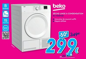 Promotions Beko sèche-linge à condensation kc 720301 bx - Beko - Valide de 03/01/2020 à 31/01/2020 chez Krefel