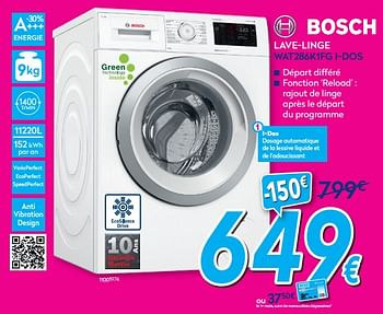 Promotions Bosch lave-linge wat286k1fg i-dos - Bosch - Valide de 03/01/2020 à 31/01/2020 chez Krefel