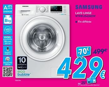 Promotions Samsung lave-linge ww81j5426dw - Samsung - Valide de 03/01/2020 à 31/01/2020 chez Krefel